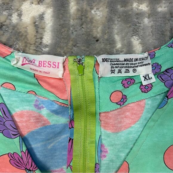 Vintage AVERARDO BESSI Cotton Dress Made in Italy XL 1990 - Picture 6 of 7